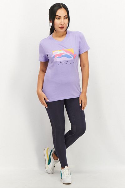 Adidas Originals Women Sportswear Fit Short Sleeve Printed T-shirt, Lavender