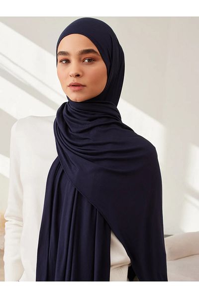 Femple Modest Premium Navy Blue Jersey Shawl - Hijab 180x70 cm