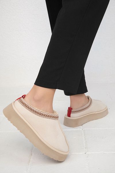 SOHO Μπεζ σουέντ γυναικείες μπότες - 19762 Model Bootie
