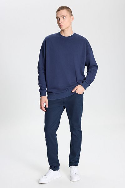 AC&Co / Altınyıldız Classics Βαμβακερό φούτερ Navy Blue Oversize - 3 Κλωστές, Crew Neck