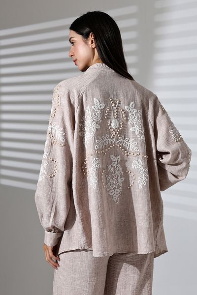 Trendyol Collection Cream Embroidered Kimono and Pants Set - Twoaw25Au00145