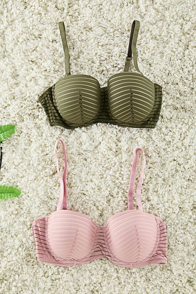 Trendyol Collection Trägerloser BH mit Streifen aus Polyamid, 2er-Pack – ohne Polsterung, bedeckt THMAW25SU00025