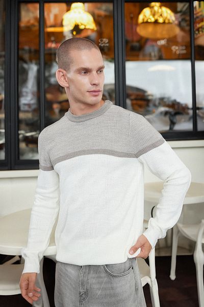 Trendyol Collection Πλεκτό πουλόβερ Color Block Slim Fit Crew Neck - TMNAW25KZ00018