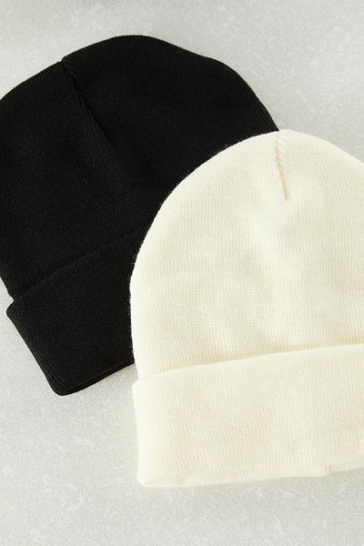 Edit by Trendyol Weiches und warmes 2-teiliges Beanie-Set in Schwarz-Ecru