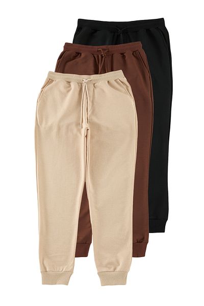 Trendyol Collection 3 Πακέτα Μπεζ-Καφέ-Μαύρο 100% βαμβακερό παντελόνι - TMNAW25EA00016