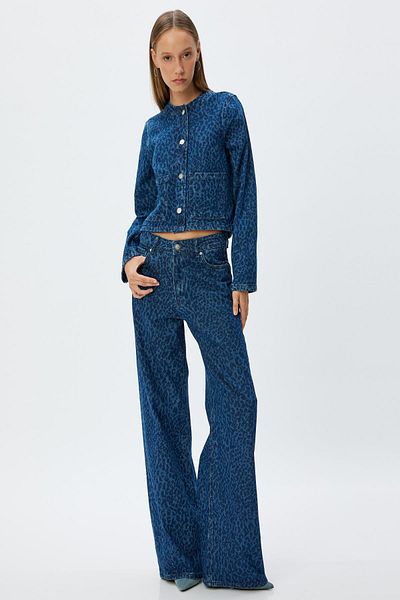 Koton Dámská bunda Medium Indigo - 5Wal50056Md