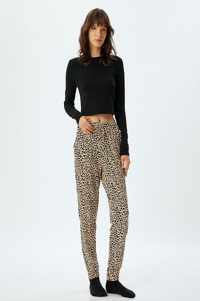 Koton Damen-Pyjamahose mit Leopardenmuster 5WLK40232MK