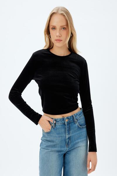 Koton Tricou negru pentru femei 5WAK50037EK