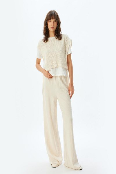 Koton Off-White Women's Trousers 5Wak40042Ek