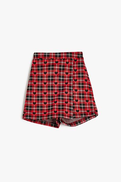Koton Red Plaid Girls' Shorts & Bermuda 5Wkg40005Ak