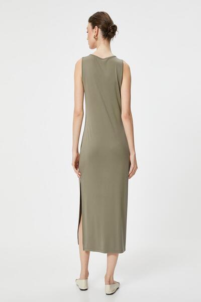 Koton 4Sak80349Ek Model khaki dámské šaty