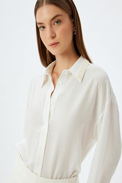 Koton Off-White Women's Shirt 5Wak60038Ew