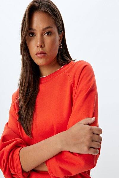 Koton Red Women's Sweatshirt 5Wak10224Ek