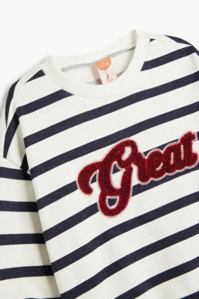 Koton Lacivert Çizgili Kız Bebek Sweatshirt 5WMG10134AK