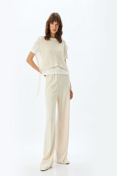 Koton Off-White Women's Trousers 5Wak40042Ek