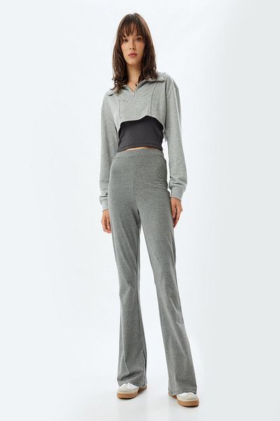 Koton Gray Women's Trousers 5Wak40081Ek
