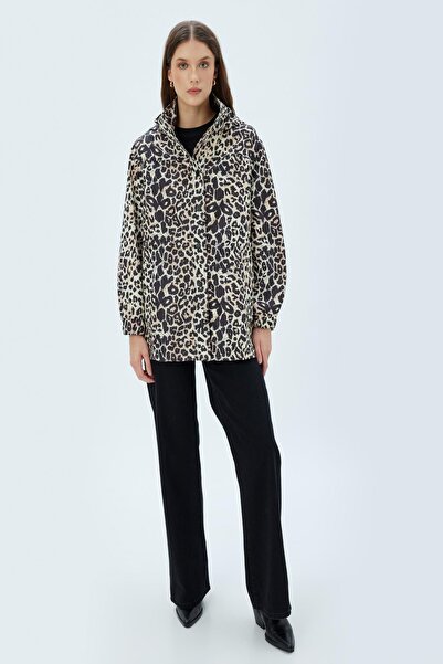 Koton Beige Patterned Women's Trench Coat 5Wak00283Ew