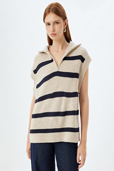 Koton Жіночий жилет у смужку темно-синій 5WAK20042HT