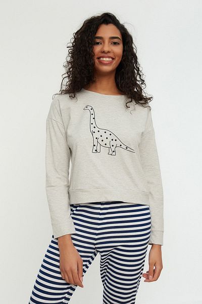 Trendyol Collection Sada bavlněného trička s potiskem a pyžama Jogger - Thmaw21Pt0240