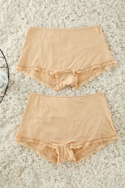 Trendyol Curve Spitzen-Slip in Übergröße mit hoher Taille – Skin 2er-Pack TBBAW25CM00005