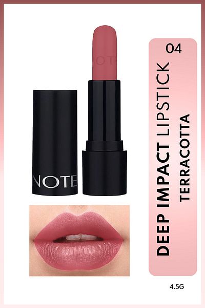 NOTE Deep Impact Lipstick - Creamy Textured, Semi Shiny, Lipstick 04 Terracotta - Pink