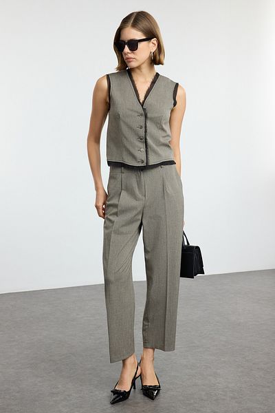 Trendyol Collection Smoked Polyviscon Fabric Woven Vest-Pants Suit Twoaw25Au00126