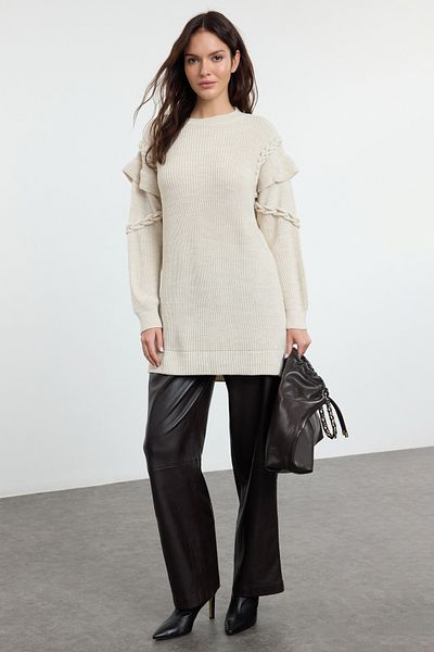 Trendyol Modest Πλεκτό πουλόβερ - Πέτρινη πλεξούδα μαλλιών Λεπτομερής TCTAW25AK00066