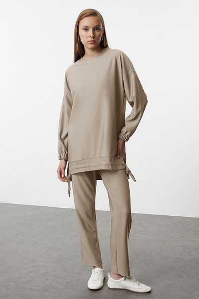 Trendyol Modest Oversize Rib/camisole Knitted Set - Tctaw25us00112 with Stone Stopper Detail