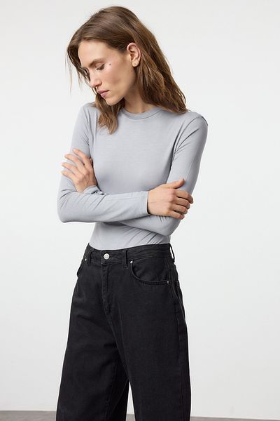 Trendyol Collection Gray Crew Neck Slim Fit Knitted Body - Twoaw25Bd00014