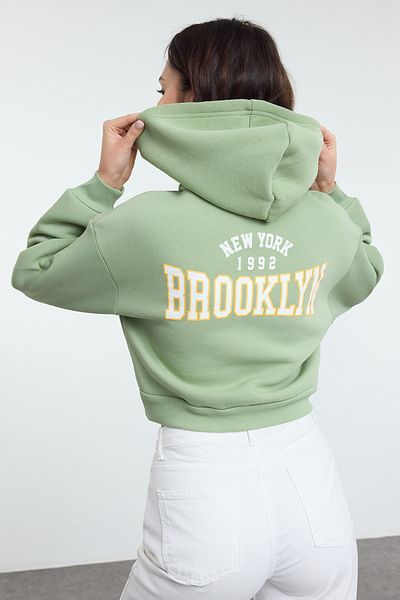 Trendyol Collection Menta*001 - Vastag belső pulóver kapucnival és gyapjúval Twoaw22sw0711