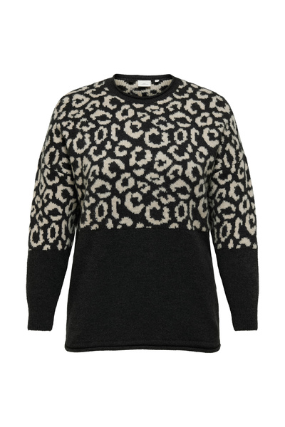 Only Carmakoma Carjade Zebra vzor O-neck Easy Design L/S Knt Noos