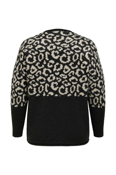 Only Carmakoma Carjade Zebra vzor O-neck Easy Design L/S Knt Noos