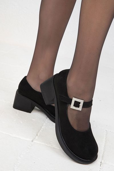 SOHO Classic Black Suede Women's Heeled Shoes - 19741