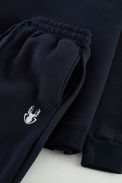 Edit by Trendyol Σετ φόρμας Navy Blue Oversize/Wide Cut Deer κεντημένη φόρμα