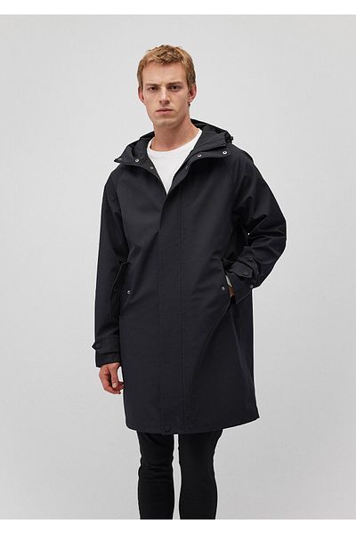 Mavi Μαύρο Αδιάβροχο Μακρύ Παλτό με Κουκούλα - Loose Fit 0110430-900