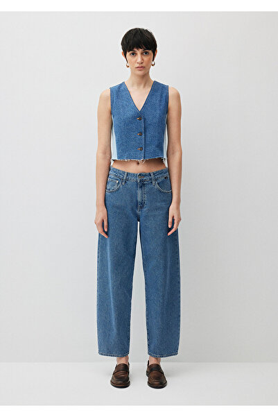 Mavi Peony Blocking Upcycle Jean Yelek Crop / Kısa Kesim 1110515-88165