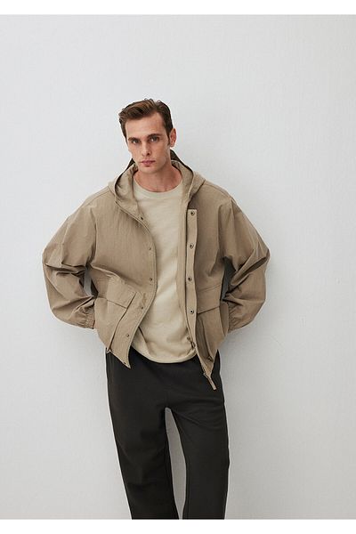 Mavi Beige Hooded Oversize Jacket - 0110367 -86749