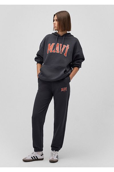 Mavi Anthrazitfarbene Jogginghose mit Logo-Print - 1010757 -80106