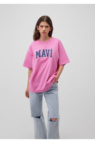 Mavi Rosafarbenes Oversize-T-Shirt mit Logo-Aufdruck - 1600843 -71033