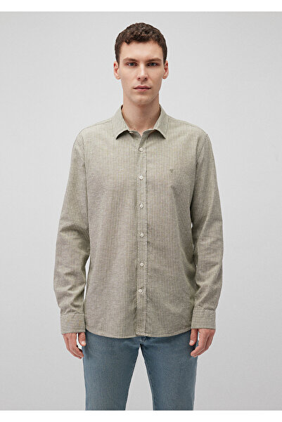 Mavi Çizgili Yeşil Tencel Tm Lyocell Gömlek Slim Fit / Dar Kesim 0211081-71481