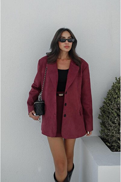 Havoş Suede Burgundy Blazer Jacket