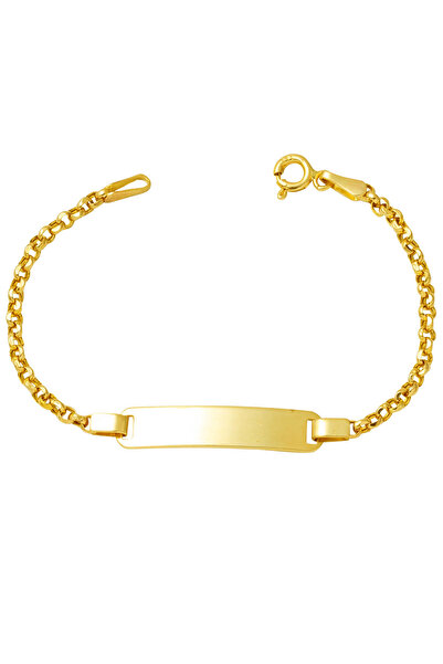 Bilezikci Plakalı 14 Ayar Altın Bebek Künyesi