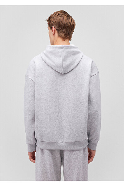 Mavi Logo Baskılı Kapüşonlu Gri Sweatshirt 067149-85438