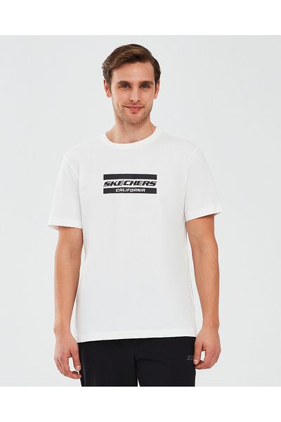 SKECHERS Γραφικό T-shirt M Ανδρικό λευκό μπλουζάκι με κοντό μανίκι S241056-102