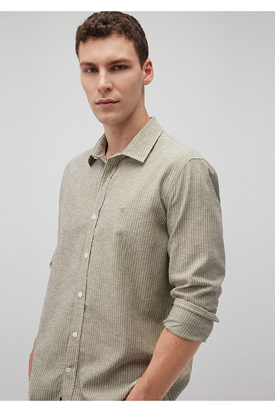 Mavi Green Striped Slim Fit Tencel Shirt - 0211081 -71481