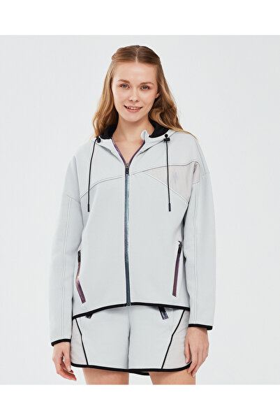 SKECHERS 2XI-Lock W Full Zip Hoodie Sweatshirt Kadın Gri Fermuarlı Eşofman Üs...