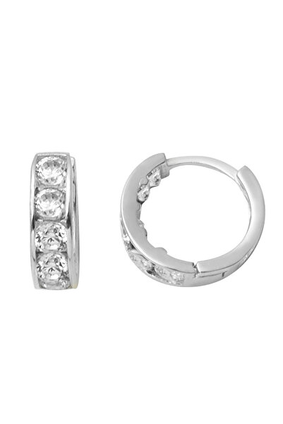 Bilezikci Sırataşlı Beyaz Altın Halka Çocuk Küpesi