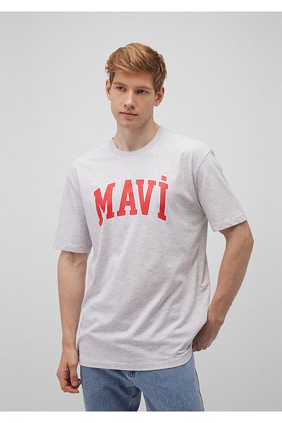 Mavi Γκρι μπλουζάκι με τυπωμένο λογότυπο Loose Cut - 0611711 -85438