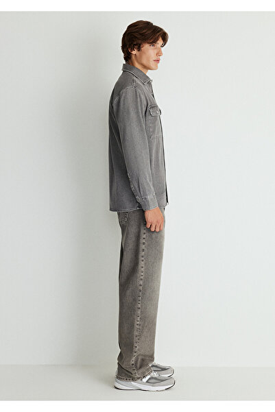Mavi Gri Denim Gömlek Loose Fit / Bol Rahat Kesim 0211149-80739