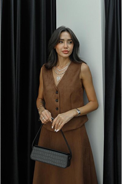 Havoş سترة من جلد الغزال بأزرار بنية